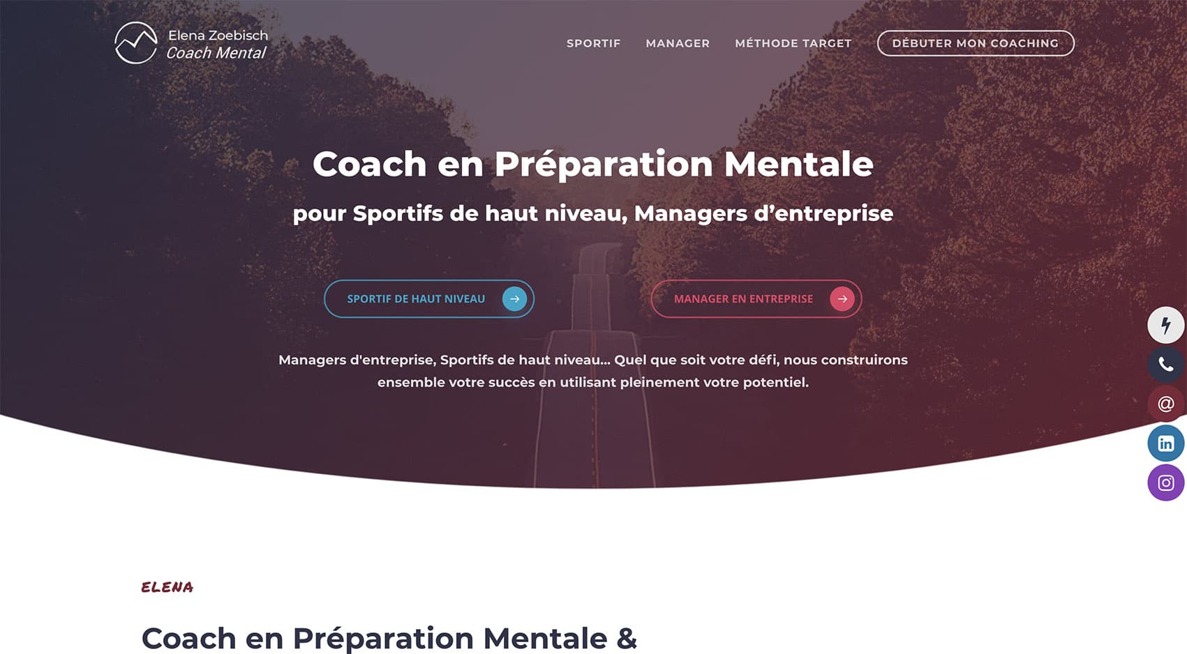 Site internet pour une Coache sportif, réalisé par Romain Favraud